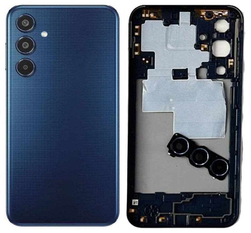 Compatible Replacement Samsung Galaxy M35 5G Full Body Housing Replacement Back Frame Middle Chassis with Side Keys – Grey, Blue & Dark Blue Color: DARK BLUE